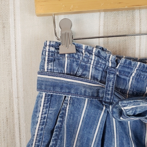 American Eagle Paper Bag‎ Shorts Blue Striped Size 2 - Picture 2 of 6